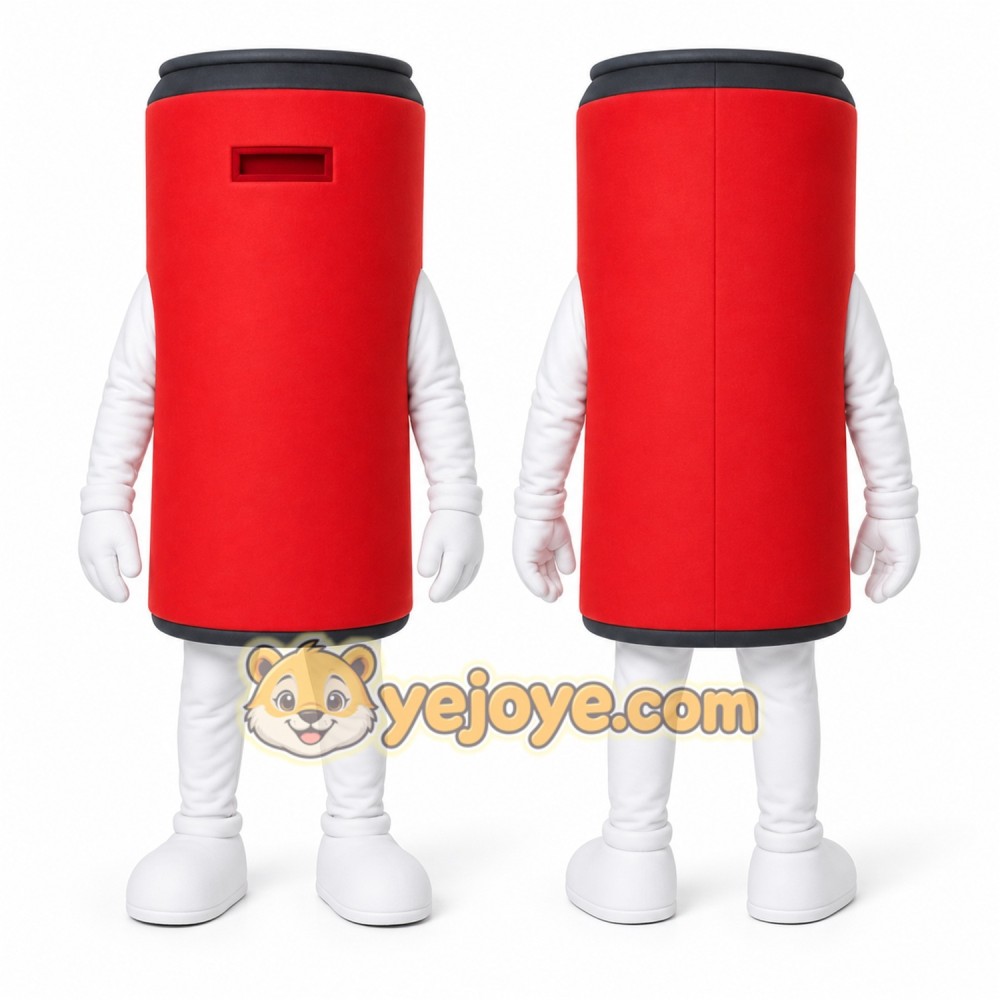 Red Can Mascot Costume for Events and Promotions Red Can Mascot Costume for Events and Promotions