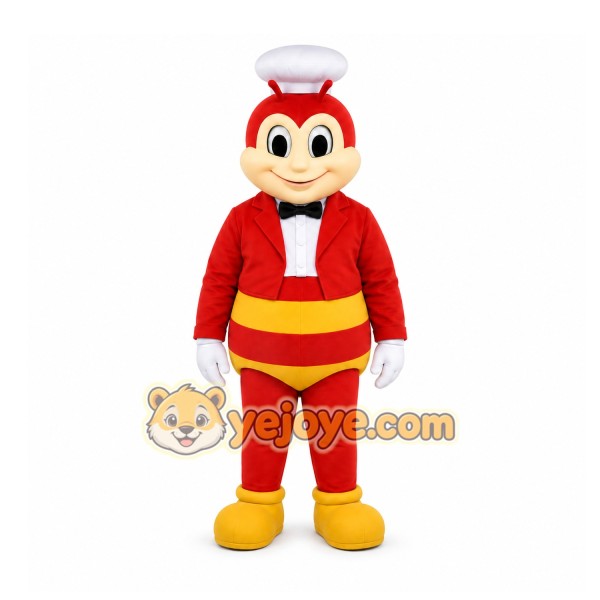 Red Bee Mascot Costume for Restaurant Promotions Red Bee Mascot Costume for Restaurant Promotions