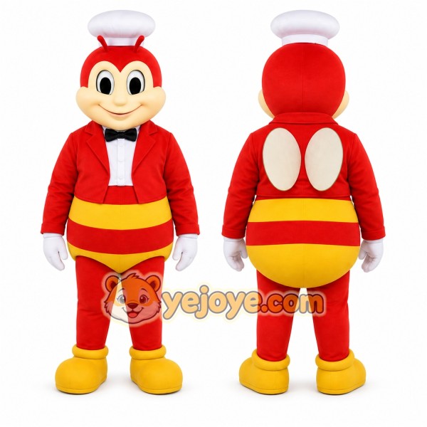 Red Bee Mascot Costume for Restaurant Promotions