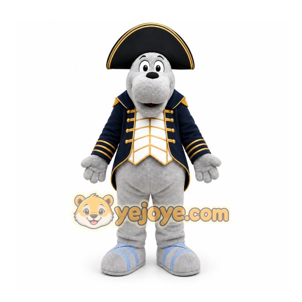 Gray Seal In Naval Uniform Mascot Costume for Events and Promotions
