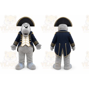 Gray Seal In Naval Uniform Mascot Costume for Events and Promotions