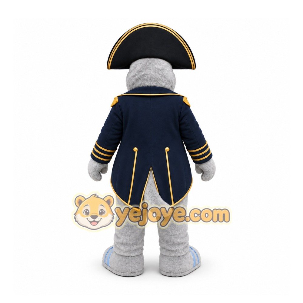 Gray Seal In Naval Uniform Mascot Costume for Events and Promotions