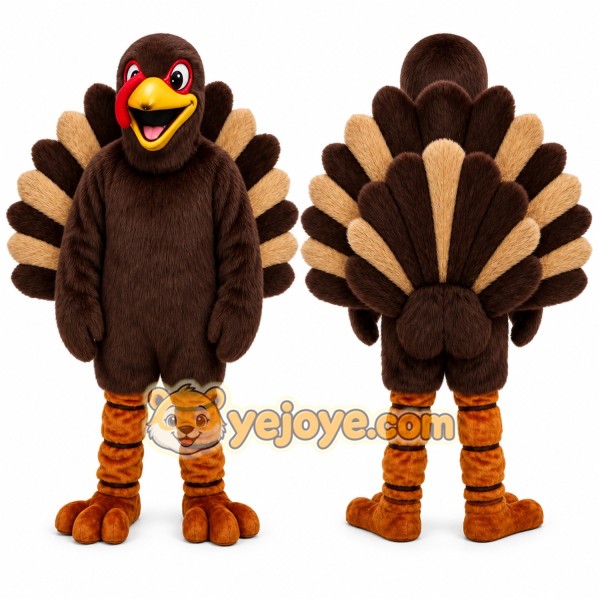 Brown Turkey Mascot Costume for Holiday Events