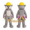Gray Wolf With Construction Hat Mascot Costume for Events and Promotions Gray Wolf With Construction Hat Mascot Costume for Events and Promotions