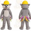 Gray Wolf With Construction Hat Mascot Costume for Events and Promotions