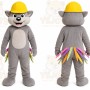 Gray Wolf With Construction Hat Mascot Costume for Events and Promotions