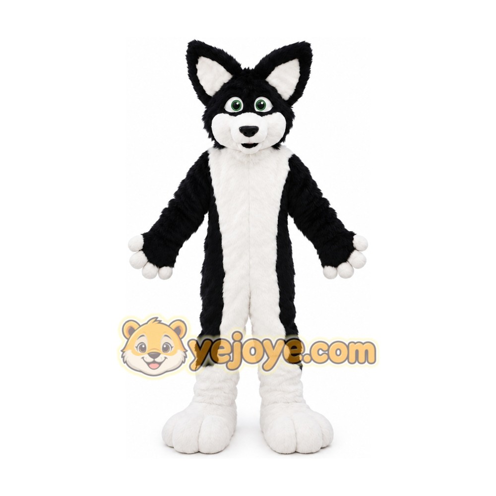 Adult Black Dog Fox Fancy Cartoon Mascot Costume Adult Black Dog Fox Fancy Cartoon Mascot Costume