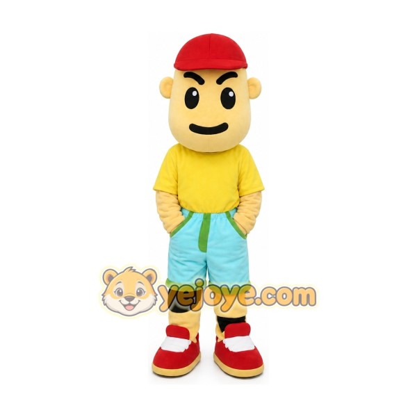 Adult Cartoon Boy Mascot Costume with Red Hat