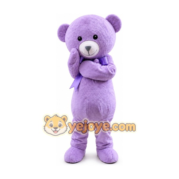 Adult Cartoon Purple Bear Mascot Costume