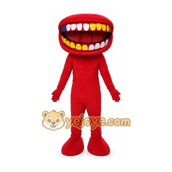 Adult Cartoon Red Big Mouth Doll Mascot Costume