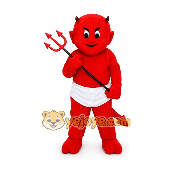 Adult Red Boy With Fork Mascot Costume