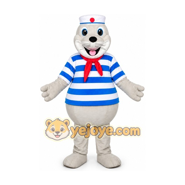 Gray Sailor Seal Mascot Costume