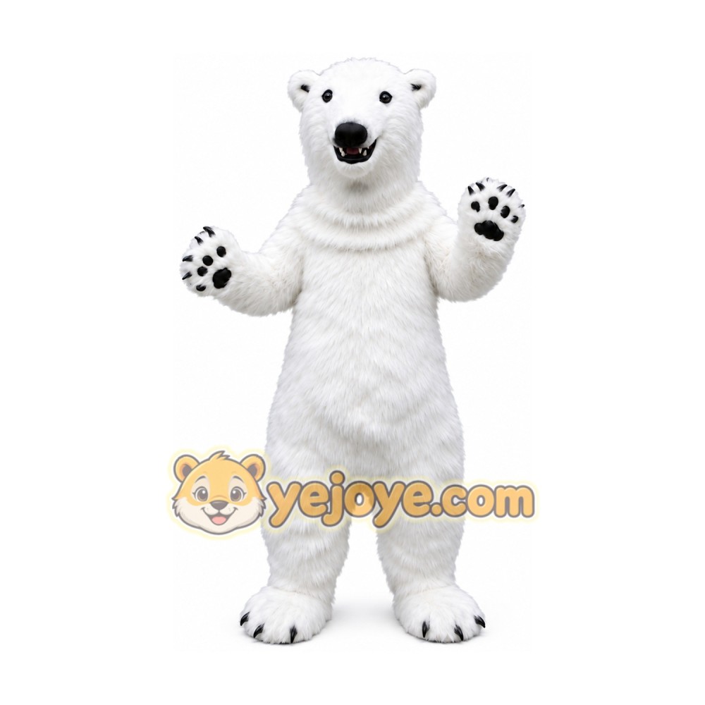Furry Polar Bear Mascot Costume for Adults