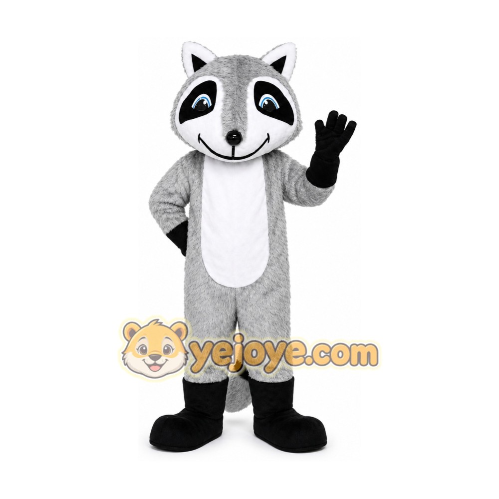 Gray Raccoon Mascot Costume Cartoon Character Outfit Suit