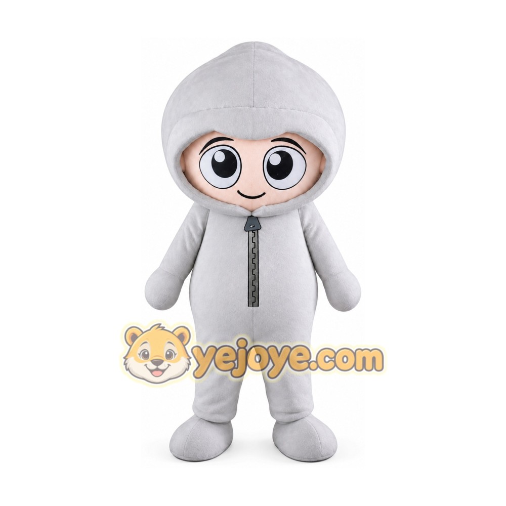 Gray Hat Boy Mascot Costume Gray Hat Boy Mascot Costume