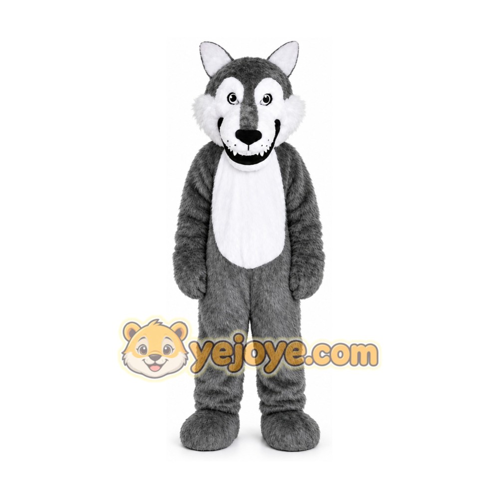 Gray Wolf Mascot Costume Cartoon