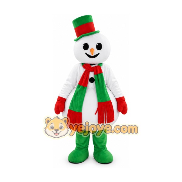 Green Boots Snowman Cartoon Mascot Costume Green Boots Snowman Cartoon Mascot Costume