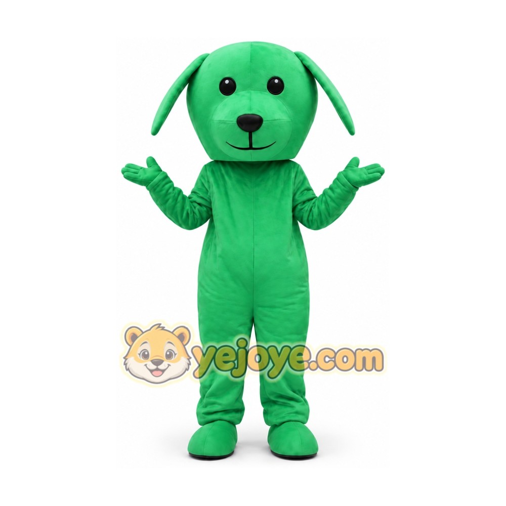 Green Dog Cartoon Mascot Costume Green Dog Cartoon Mascot Costume