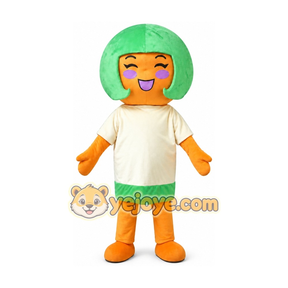 Green Hair Girl Mascot Costume Green Hair Girl Mascot Costume