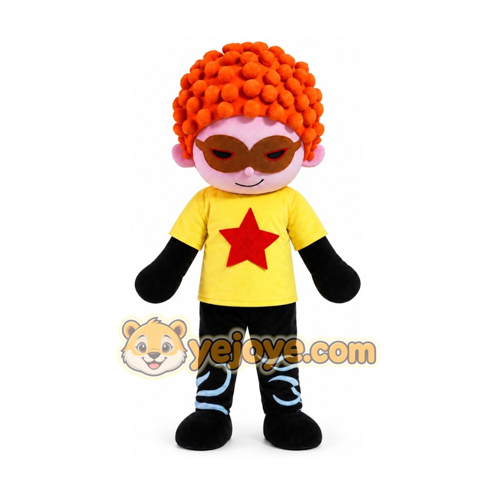 Green Red Hair Cool Boy Mascot Costume Green Red Hair Cool Boy Mascot Costume
