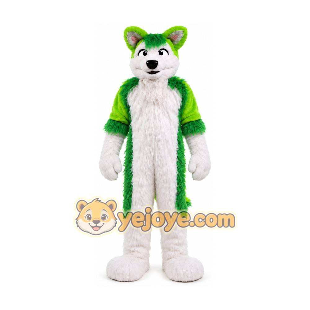 Green Wolf Husky Dog Mascot Costume Green Wolf Husky Dog Mascot Costume