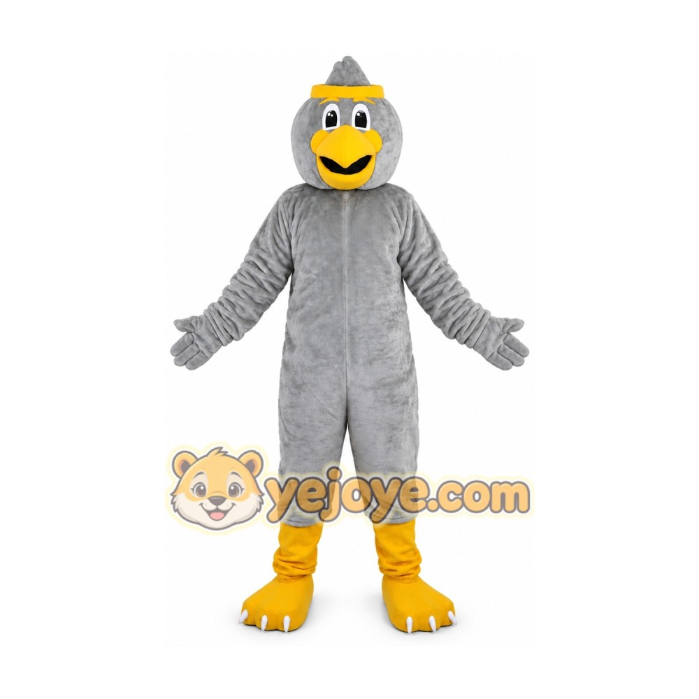Grey Eagle Cartoon Mascot Costume Grey Eagle Cartoon Mascot Costume