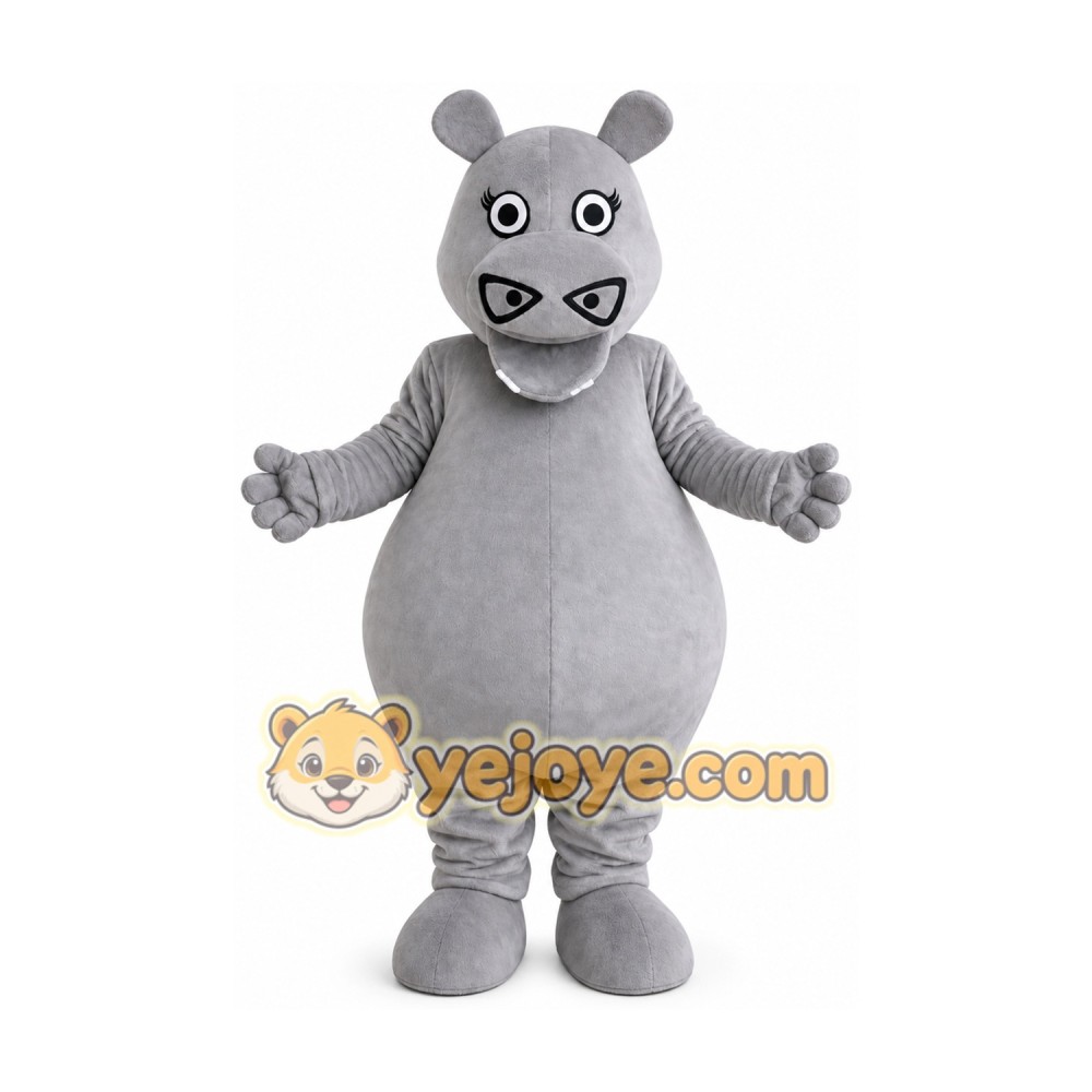 Grey Hippo Cartoon Outfit Carnival Mascot Costume Grey Hippo Cartoon Outfit Carnival Mascot Costume