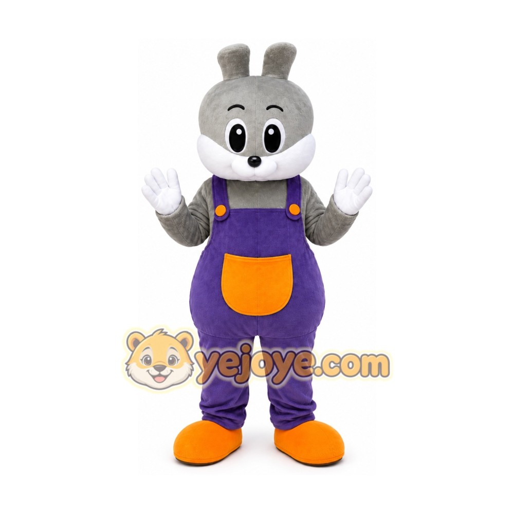 Grey Rabbit Bunny Fancy Cartoon Mascot Costume Grey Rabbit Bunny Fancy Cartoon Mascot Costume