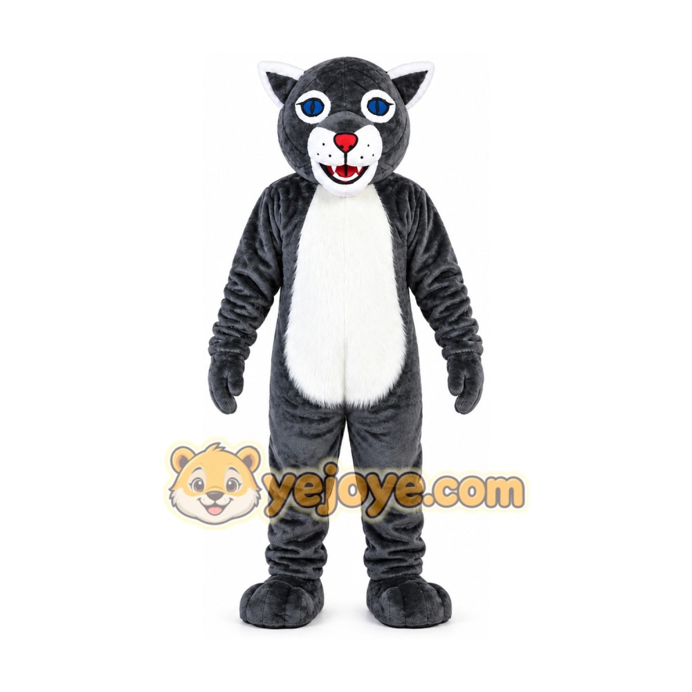 Grey Tiger Wildcat Cartoon Mascot Costume Grey Tiger Wildcat Cartoon Mascot Costume