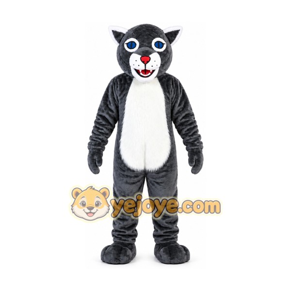 Grey Tiger Wildcat Cartoon Mascot Costume