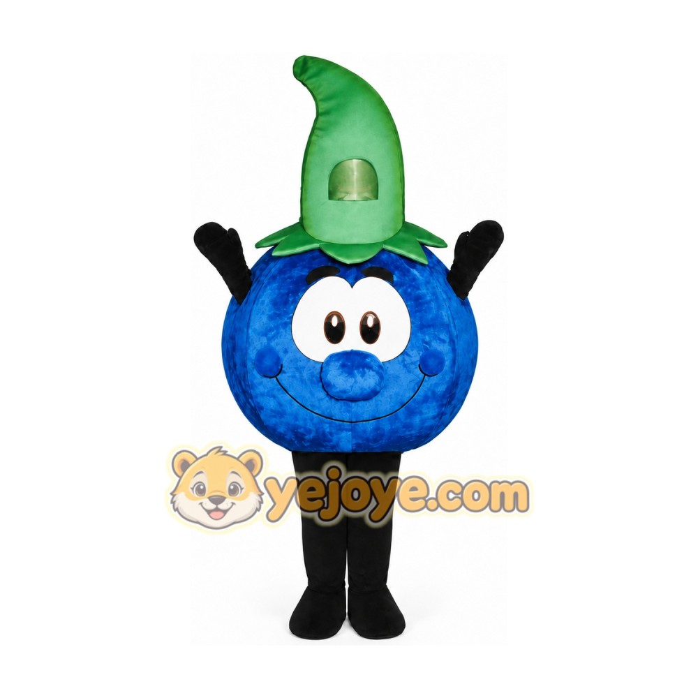 Happy Blue Berry Fruit Mascot Costume Happy Blue Berry Fruit Mascot Costume