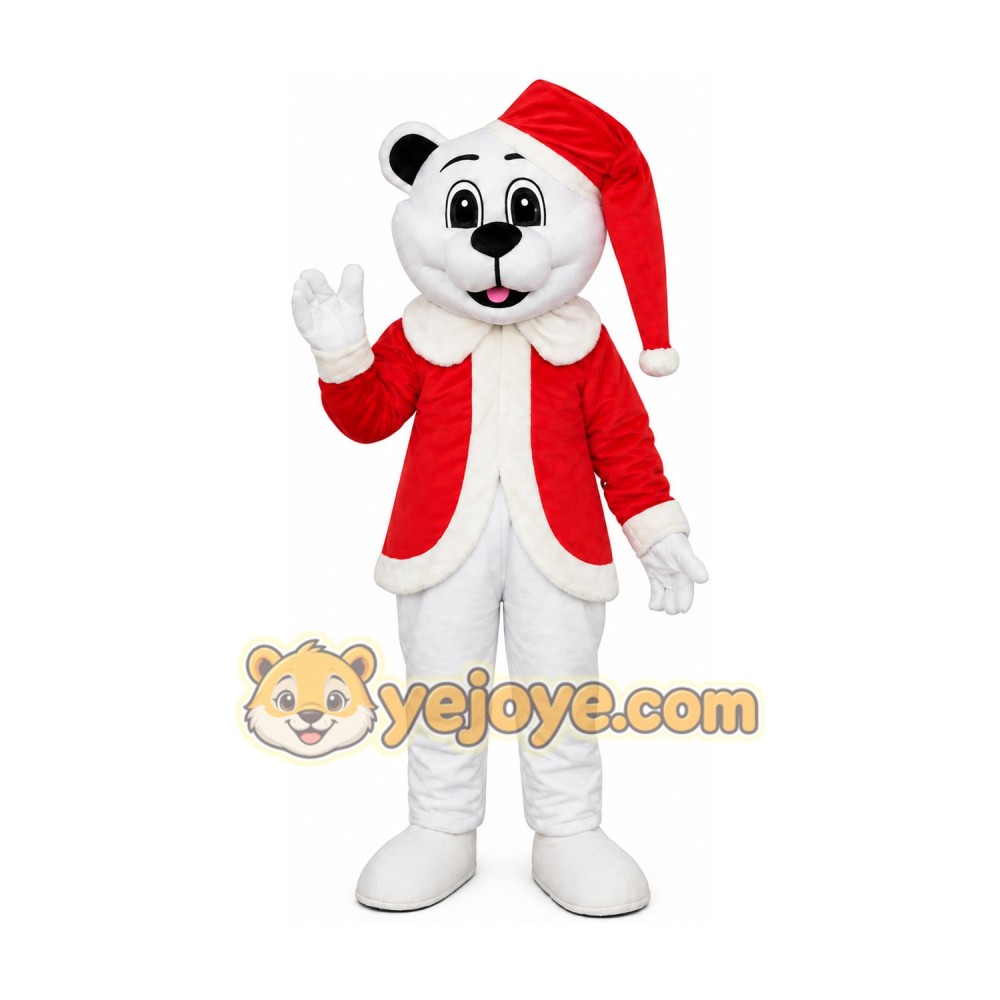 High Quality Bear With Santa Hat Mascot Costume High Quality Bear With Santa Hat Mascot Costume