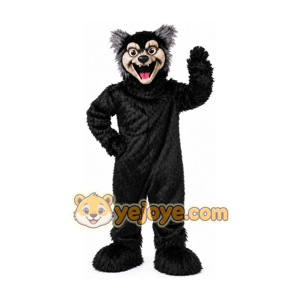Huge Black Wolf Mascot Costume Huge Black Wolf Mascot Costume