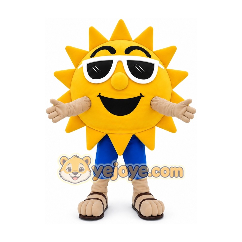 Beach Sunshine Cool Joyful Sunglasses Sun Mascot Costume Beach Sunshine Cool Joyful Sunglasses Sun Mascot Costume