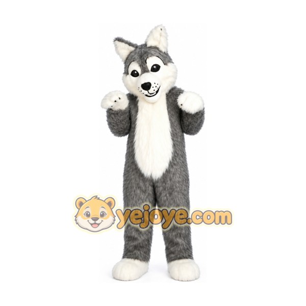 Long Gray Wolf Mascot Costume Long Gray Wolf Mascot Costume