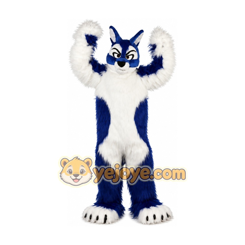 Long Hair Blue Wolf Mascot Costume for Adult Long Hair Blue Wolf Mascot Costume for Adult