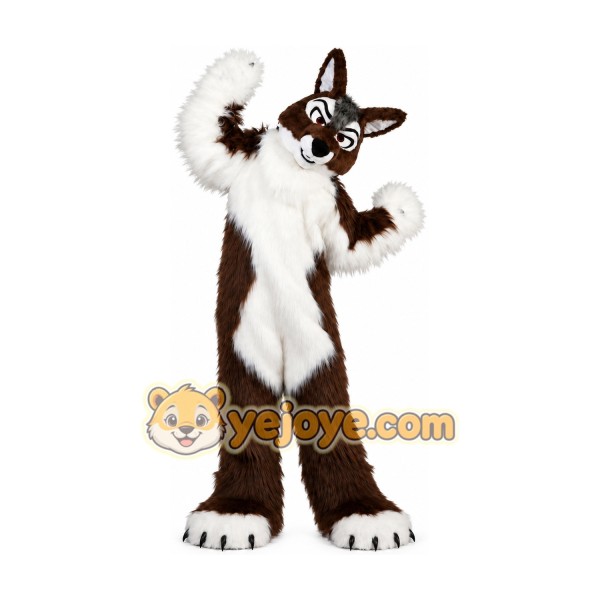 Long Hair Brown Wolf Mascot Costume for Adult Long Hair Brown Wolf Mascot Costume for Adult