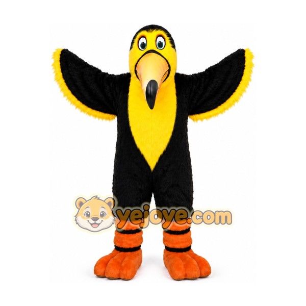 Long Hair Plush Yellow & Black Toucan Mascot Costume Long Hair Plush Yellow & Black Toucan Mascot Costume