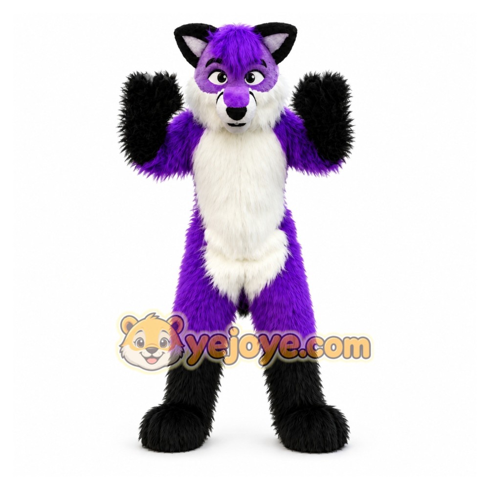 Long Hair Purple Wolf Mascot Costume for Adult Long Hair Purple Wolf Mascot Costume for Adult