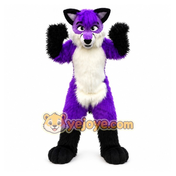 Long Hair Purple Wolf Mascot Costume Long Hair Purple Wolf Mascot Costume