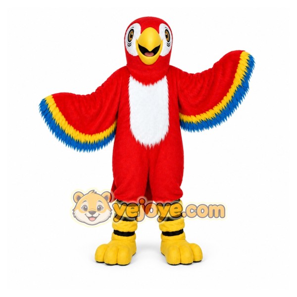 Long Hair Red Macaw Mascot Costume Plush Parrot Long Hair Red Macaw Mascot Costume Plush Parrot