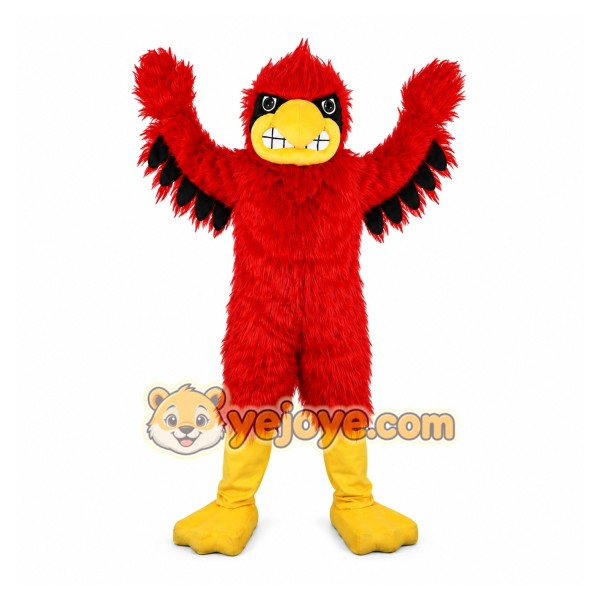 Long Hairy Red Eagle Mascot Costume for Adult