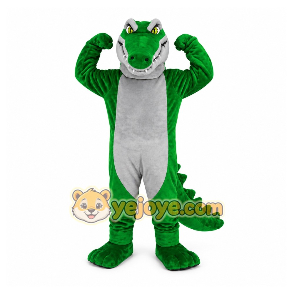 Long Mouth White Belly Green Crocodile Mascot Costume Long Mouth White Belly Green Crocodile Mascot Costume