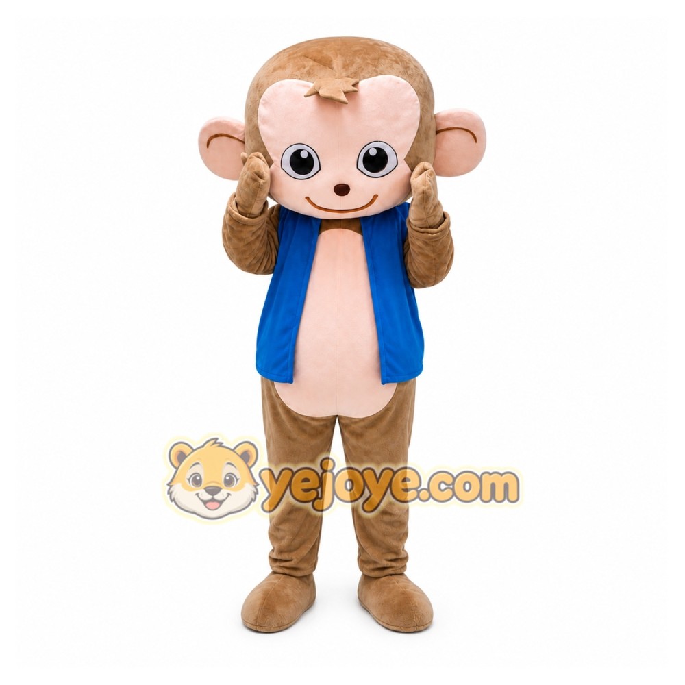 Monkey Mascot Costume with Blue Jacket Monkey Mascot Costume with Blue Jacket