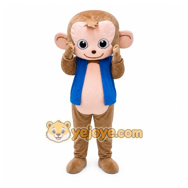 Monkey Mascot Costume with Blue Jacket Monkey Mascot Costume with Blue Jacket