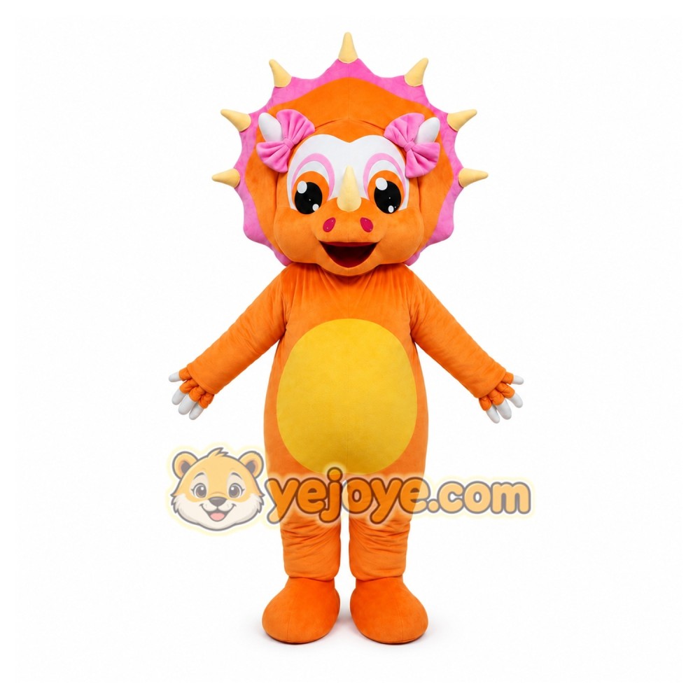 Orange Dinosaur Girl Mascot Costume