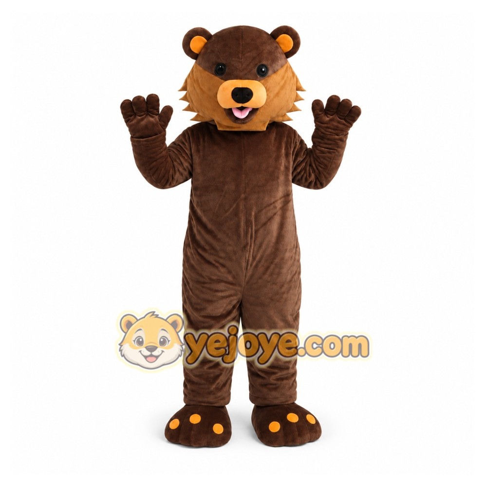 Orange Ear Bear Animal Mascot Costume Orange Ear Bear Animal Mascot Costume