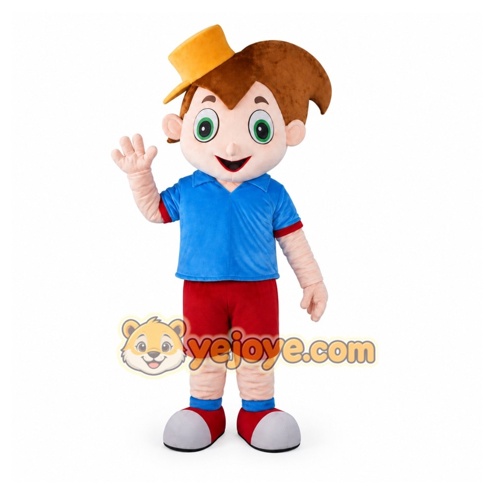 Orange Hat Boy Mascot Costume