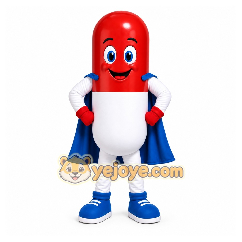 Pill Hero Mascot Costume Pill Hero Mascot Costume