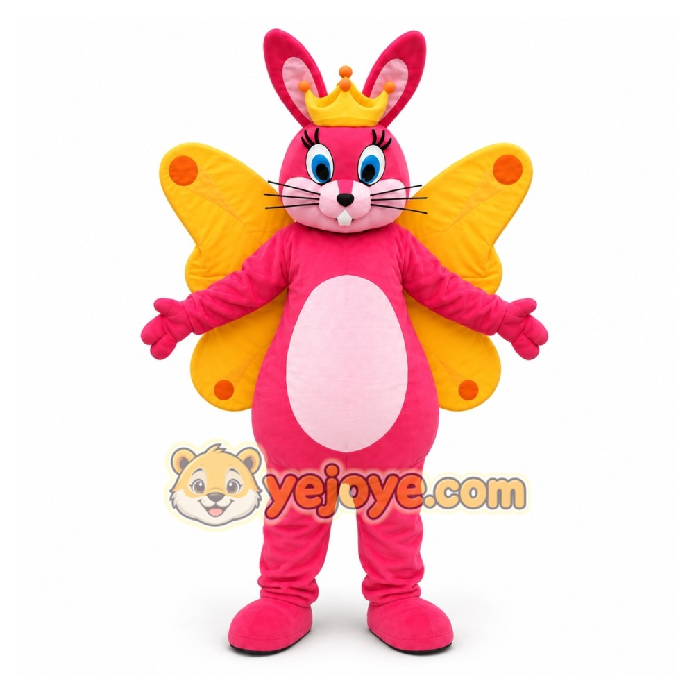 Pink Angel Rabbit Mascot Costume Pink Angel Rabbit Mascot Costume
